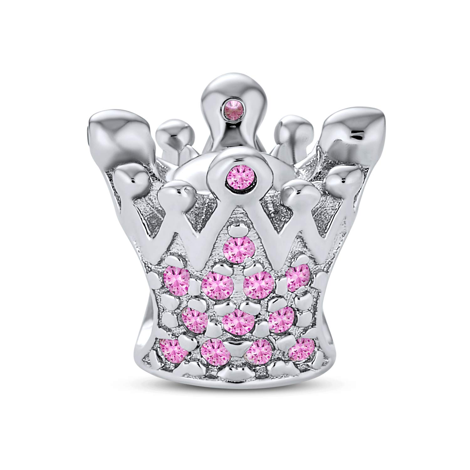 Charm de plata de ley con corona de princesa y abalorios de cristal 5