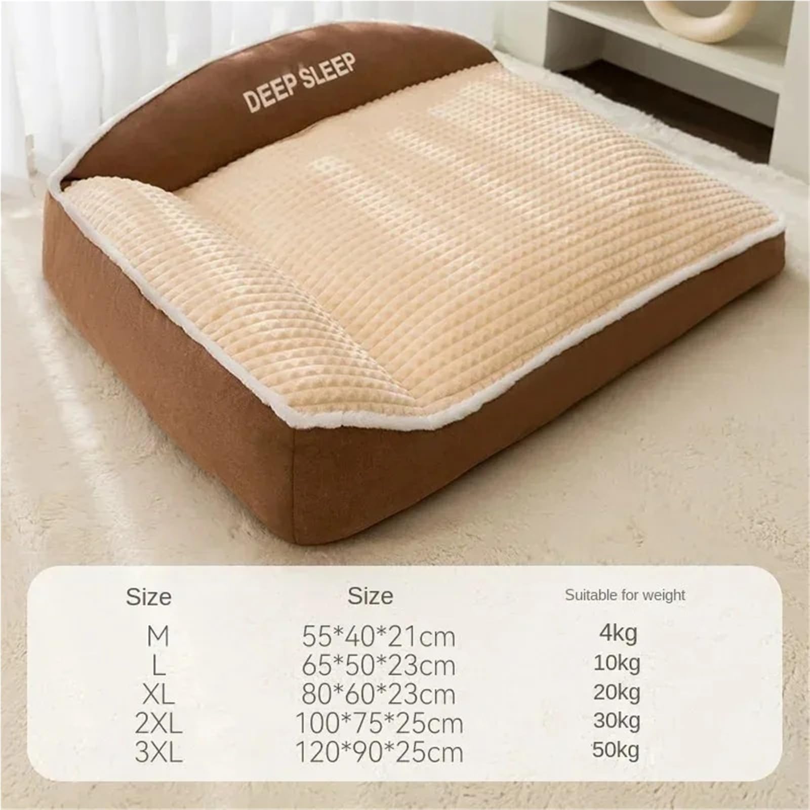 Sofá Cama de Invierno for Mascotas con Manta, Ropa de Cama Estilo Cesta cálida for Perros y Gatos pequeños, medianos y Grandes(Khaki,L)