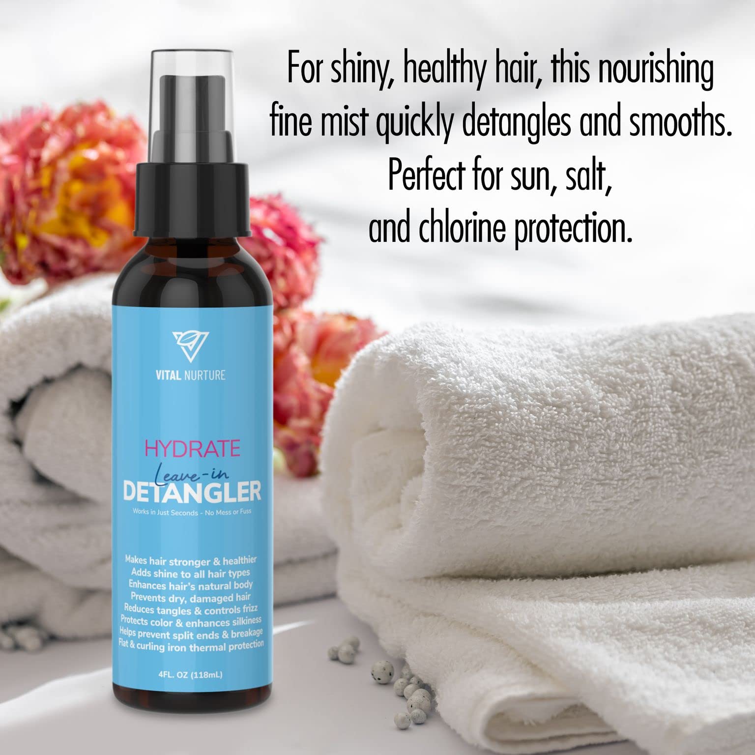 Hidrata desenredante sin enjuague, añade brillo instantáneo al cabello seco y dañado, espray desenredante antiencrespamiento con aceite de argán y aloe vera, protección térmica para 4