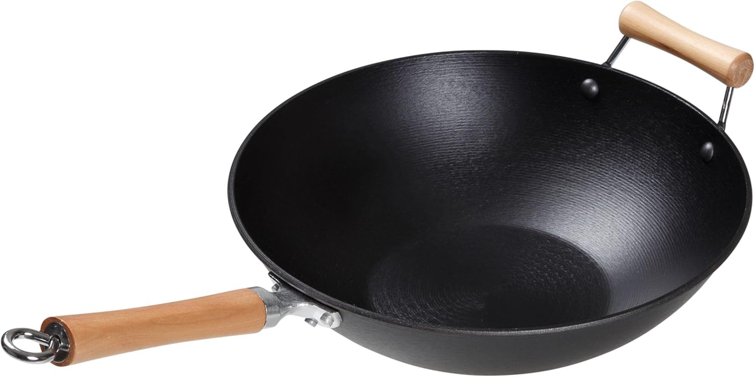 JOYCE CHEN Professional Series 14-Inch Cast Iron Wok with Maple Handle