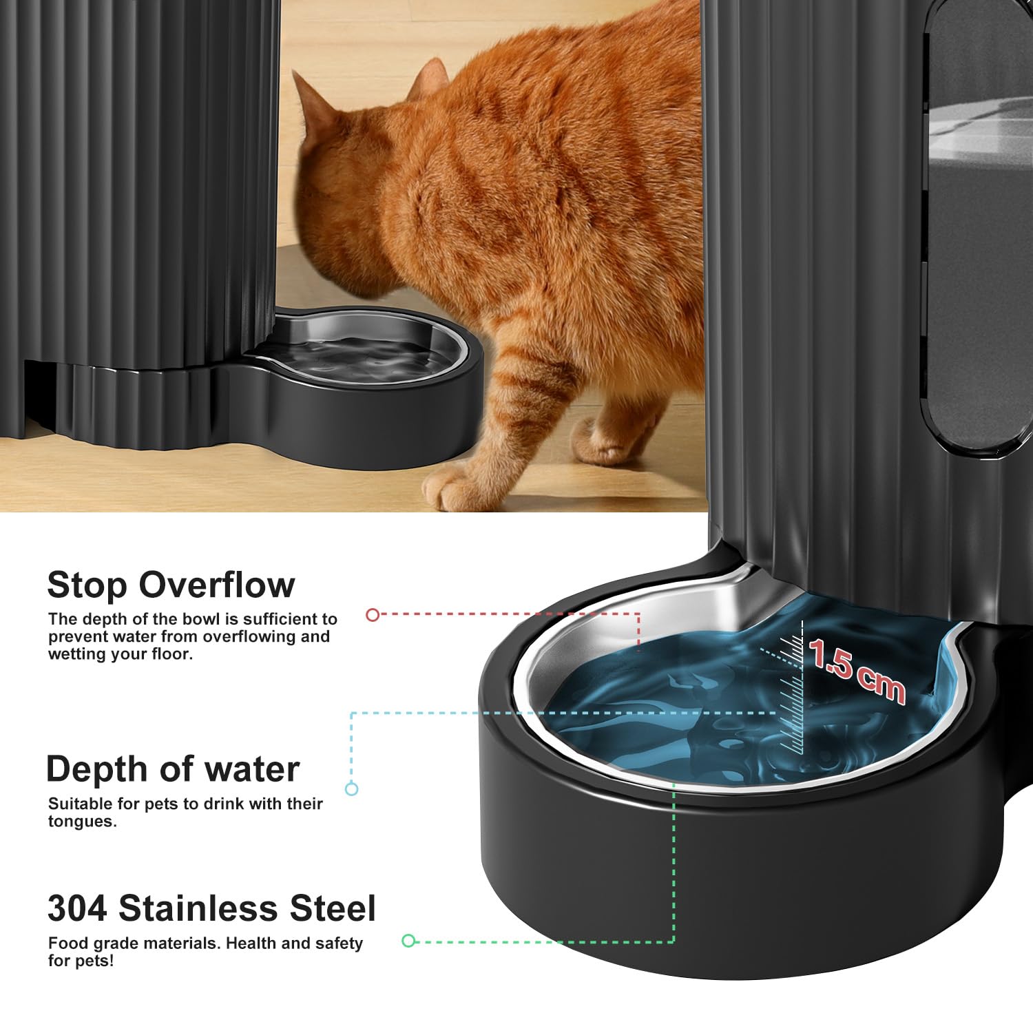 Gardner Pet Automatic Gravity Cat Food Feeder and Water Dispenser Stainless Steel Two-in-One Set Large Capacity Dispenser for Pets Dogs, Puppies, Kittens-(0.8 Gallons x 2) - image 5