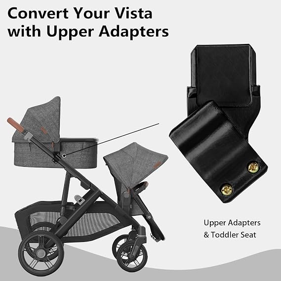 UPPAbaby Vista V2/V3用上部バシネット変換キット用ビビッドトート、下のランブルシート用の安全なボルトオンバシネットアダプター、安全な上部フレームマウントランブル+バシネット