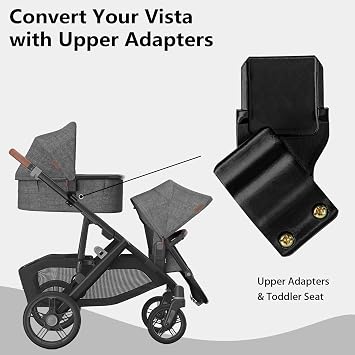 UPPAbaby Vista V2/V3用上部バシネット変換キット用ビビッドトート、下のランブルシート用の安全なボルトオンバシネットアダプター、安全な上部フレームマウントランブル+バシネット
