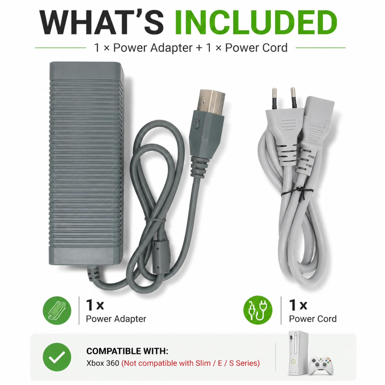Adaptador de Corriente genérico 360 para Consola de Juegos, Cargador de Fuente de alimentación con Cable de alimentación, Adaptador de transmisión, Fuente de alimentación,