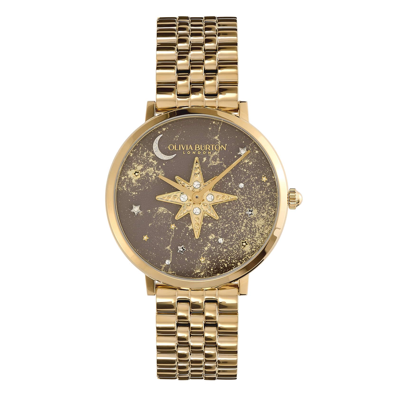 Olivia Burton Celestial Nova Qtz Basic Mushroom Round Dial Womens Watch|Ionic Plated Thin Gold Steel Material|Gold Color Band - 24000079 (B0CJ5DKWJS) Amazon Price History, Amazon Price Tracker