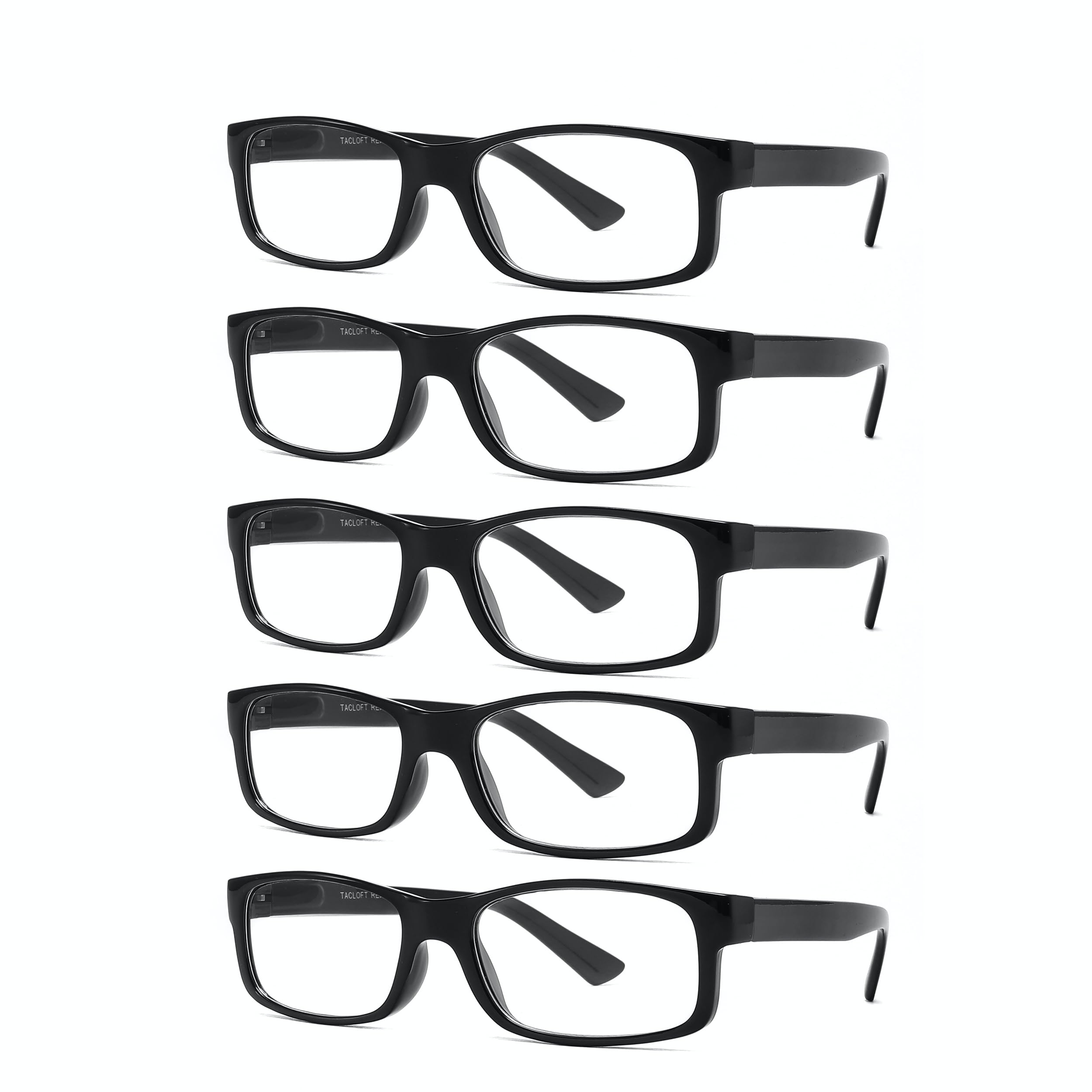 TACLOFT 5pack reading glasses kit blue coat clear sight solution for reading delight spring hinge reader for men and women (Plano Paint, 150, Diopters)