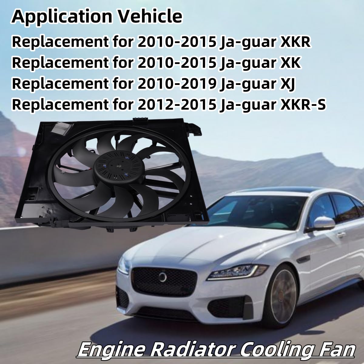 C2D38737 Engine Radiator Cooling Fan Replacement for Jaguar XF 2010-2015, XJ 2010-2019, XJR 2014-2017, XJR575 2018, XKR 2010-2015 OE# C2D24144 16026027 C2P17120