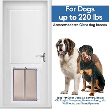 Plexidor Performance Door Mount Pet Doors - with Lock and Key - Energy Efficient Two Panel - White