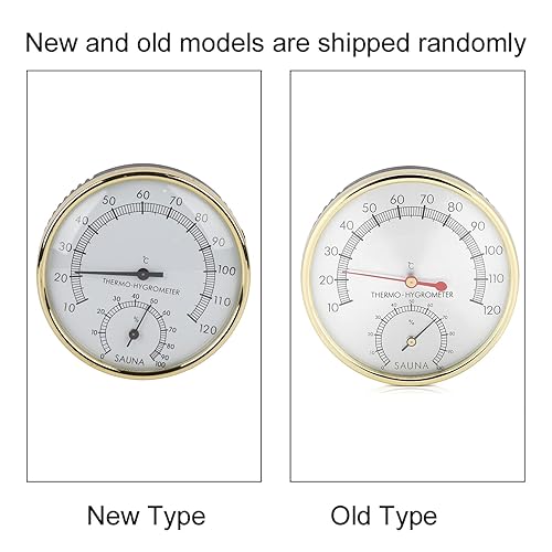 Miniatura 6 de GOTOTOP Termómetro de sauna higrómetro con esfera de metal, termómetro higro, accesorio para sala de sauna, 10C-120C, 3.9 x 3.9 x 1.0 pulgadas