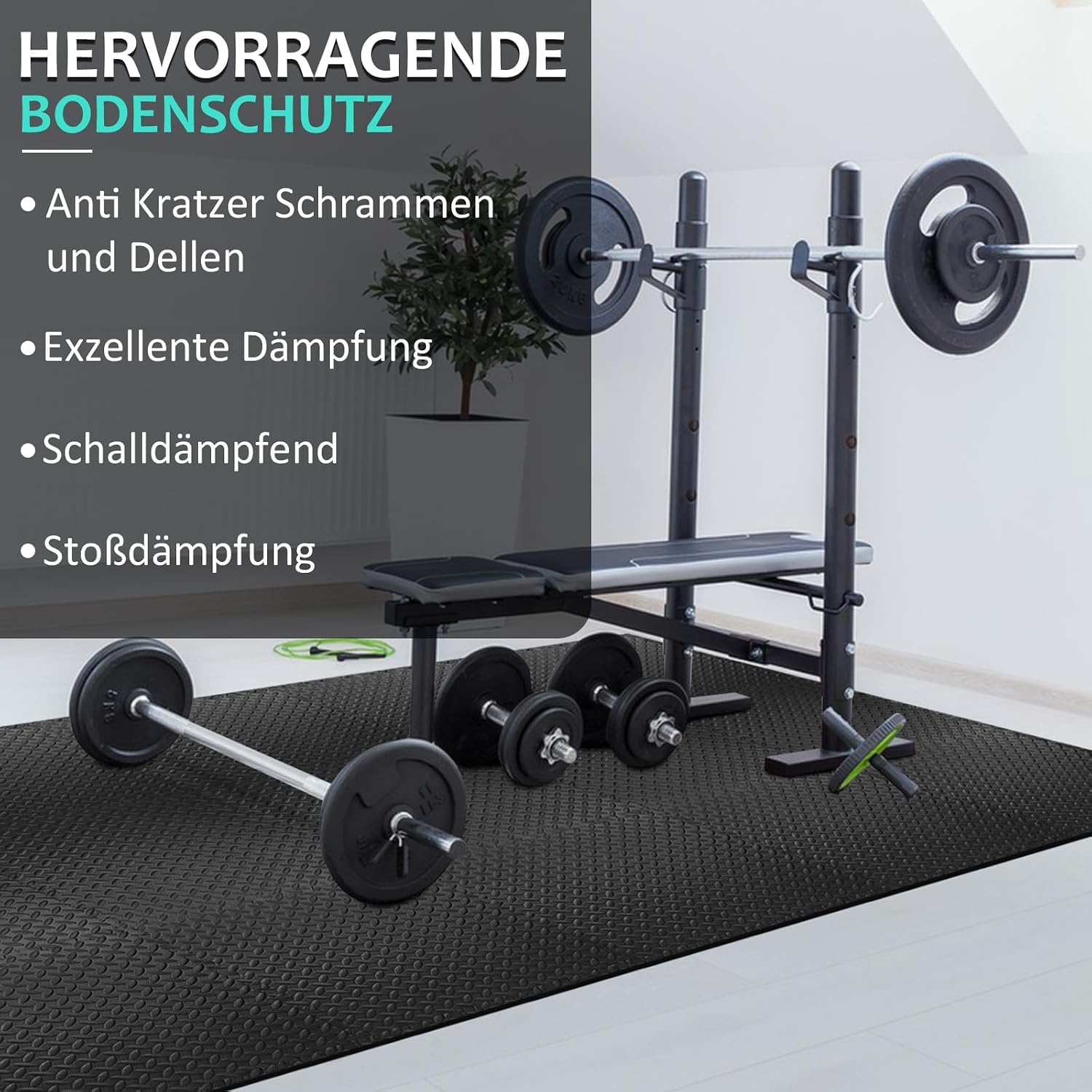 Tapis de protection du sol, ensemble de fitness [61 x 61 cm], tapis de puzzle 12/24/48, tapis de sport EVA, tapis de fitness, antidérapant, épaisseur du tapis de gymnastique 10 mm, tapis de sol pour