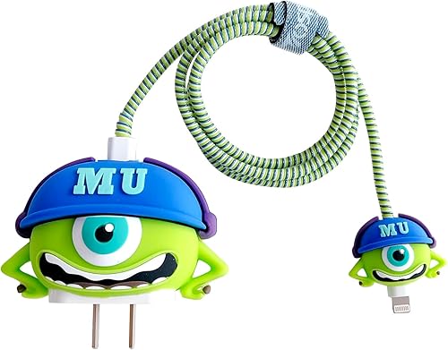 Miniatura 28 de Bonita funda protectora 3D para cargador con diseño de caricaturas, compatible con adaptador de corriente USB-C de 20 W de Apple y cable Lightning,