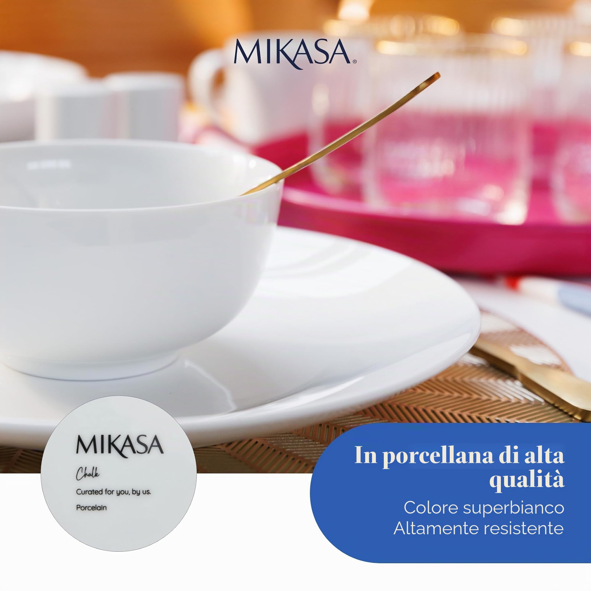 Mikasa Chalk Set di 4 ciotole di cereali in porcellana, per l'uso quotidiano e formale, 14cm - Adatto a microonde e lavastoviglie