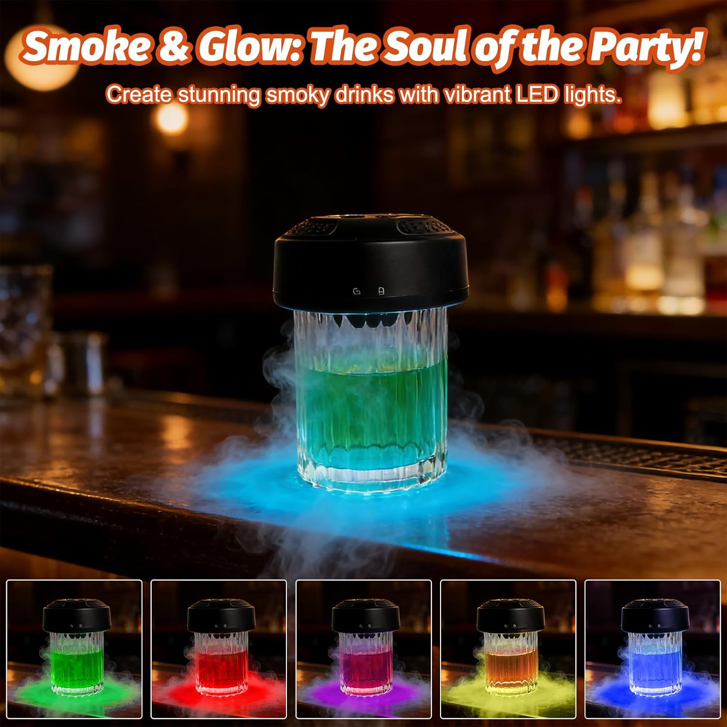 Electric whiskey smoker set, cocktail smoker with LCD screen-new smoker set without butane, built-in lighter, with 6 pieces of wood chips, rechargeable, with 6 kinds of wood, gift to the man 's father