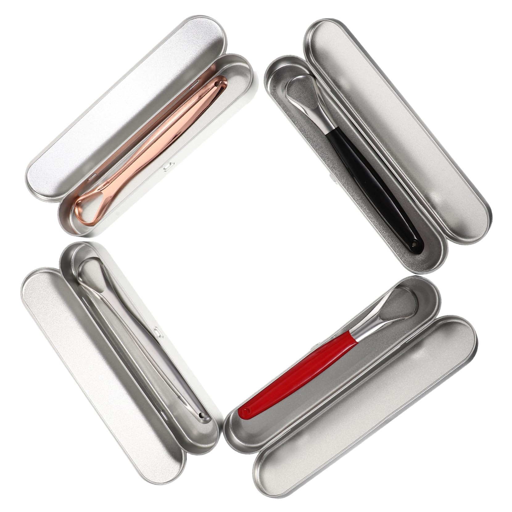 BESTYASH 4 Sets Portable Tongue Scrapers for Oral Care Lightweight Bad Breath Removal Tool with Travel Box