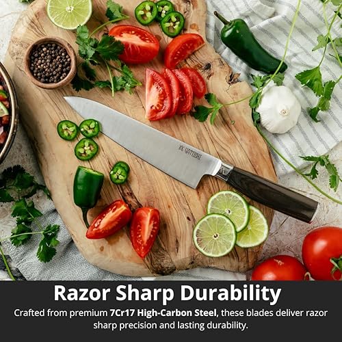 Miniatura 4 de Yatoshi - Juego de cuchillos de cocina, 3 piezas, acero inoxidable de alto carbono ultra afilado, espiga completa