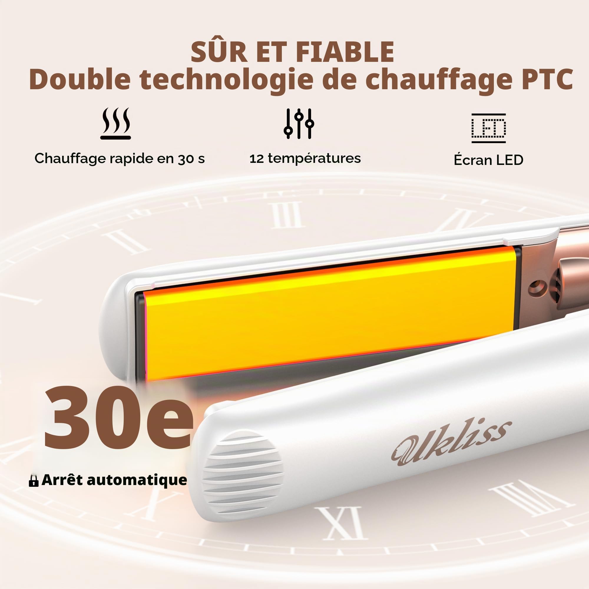 UKLISS Lisseur Cheveux 2 en 1, Fer à Lisser Céramique & Ionique