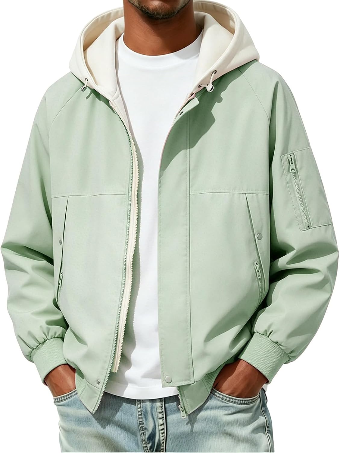 HJINGSUN Wind Breaker Jackets Mens Colorblock Waterproof Rain Coats