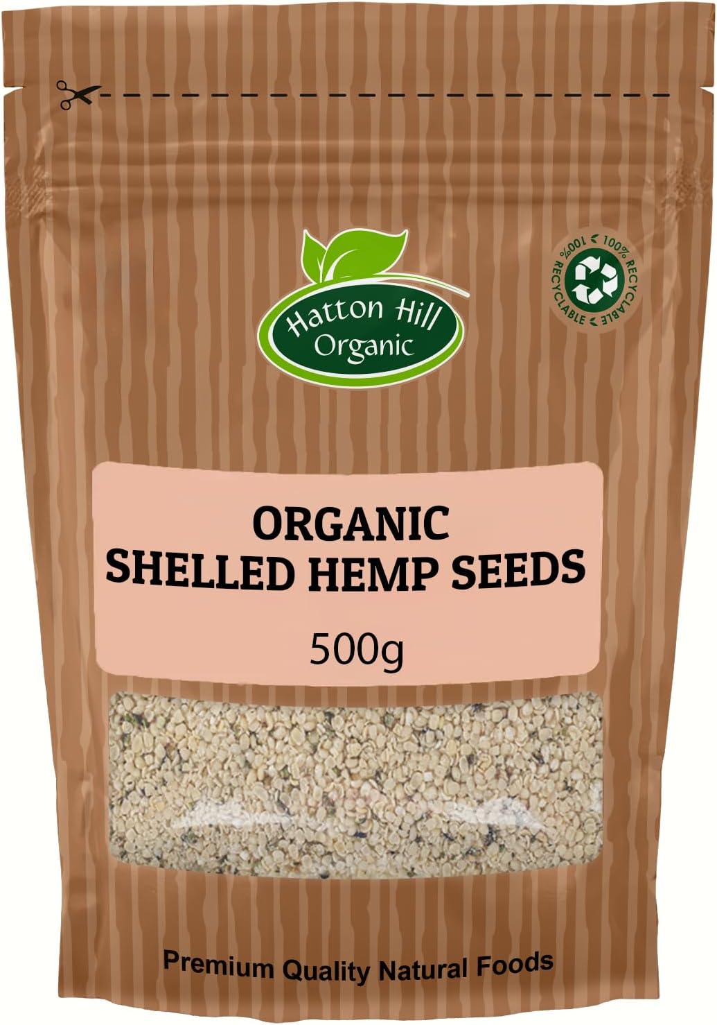 Organic Shelled Hemp Seeds 500g by Hatton Hill Organic | Hulled, Raw, Grain, Nutrient-Rich Superfood for Every Meal