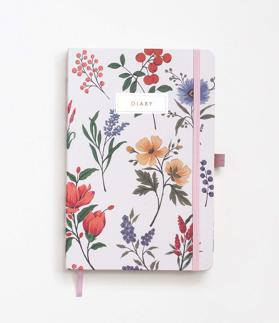 Vintage Botanical Diary | A5 Premium Hardbound | Ruled | Elastic Band | Pen Loop | Gold Foil Accents On Cover | 160 Pages | 14 x 21.5 cm