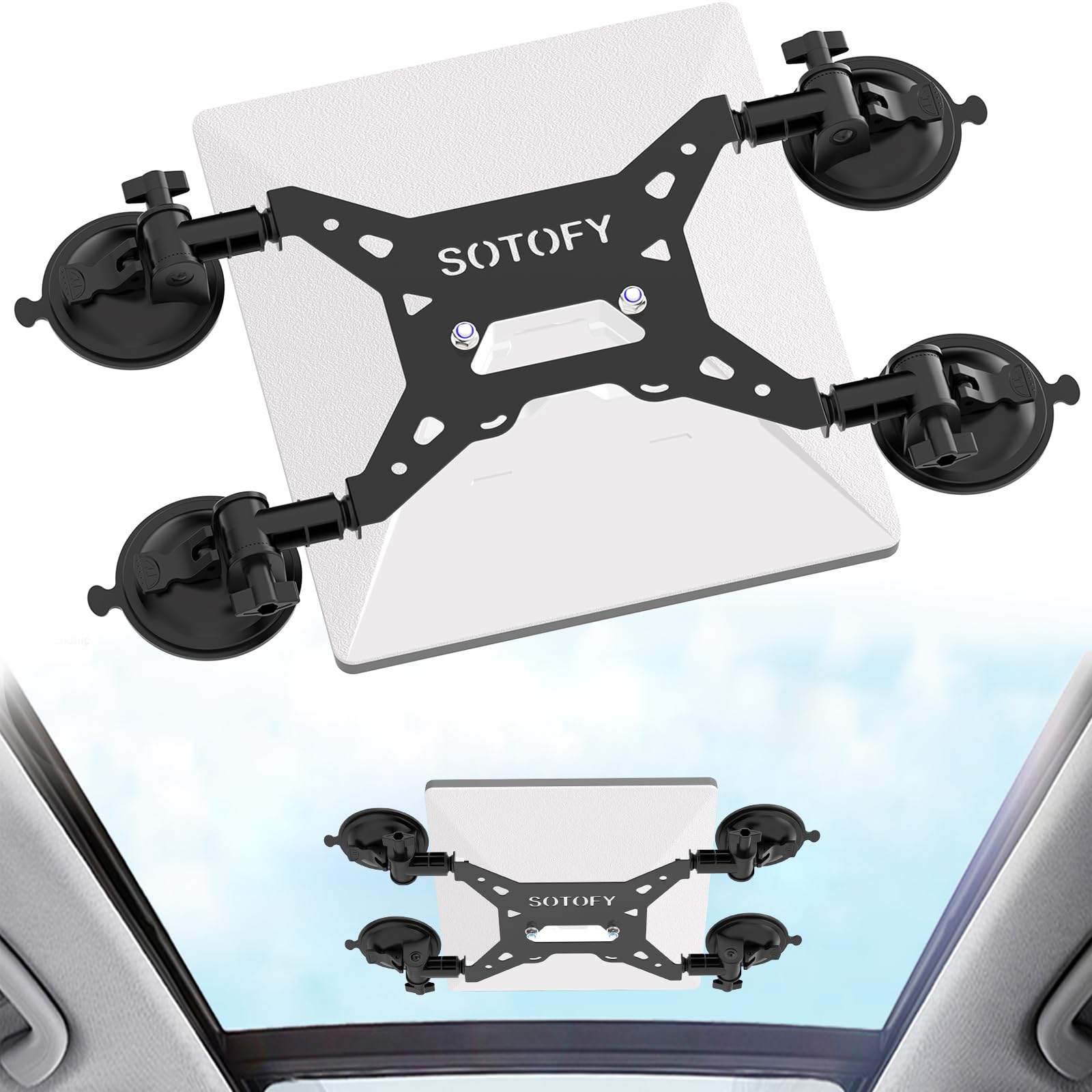 SOTOFY Starlink Mini Car Mount – Starlink Mini Sunroof Mount with 4 Adjustable Suction Cups, Sticky Suction Base, Mounting Kit for Car Windows, Roof, Sunroofs, RVs, Trucks, Boats, and Airplanes