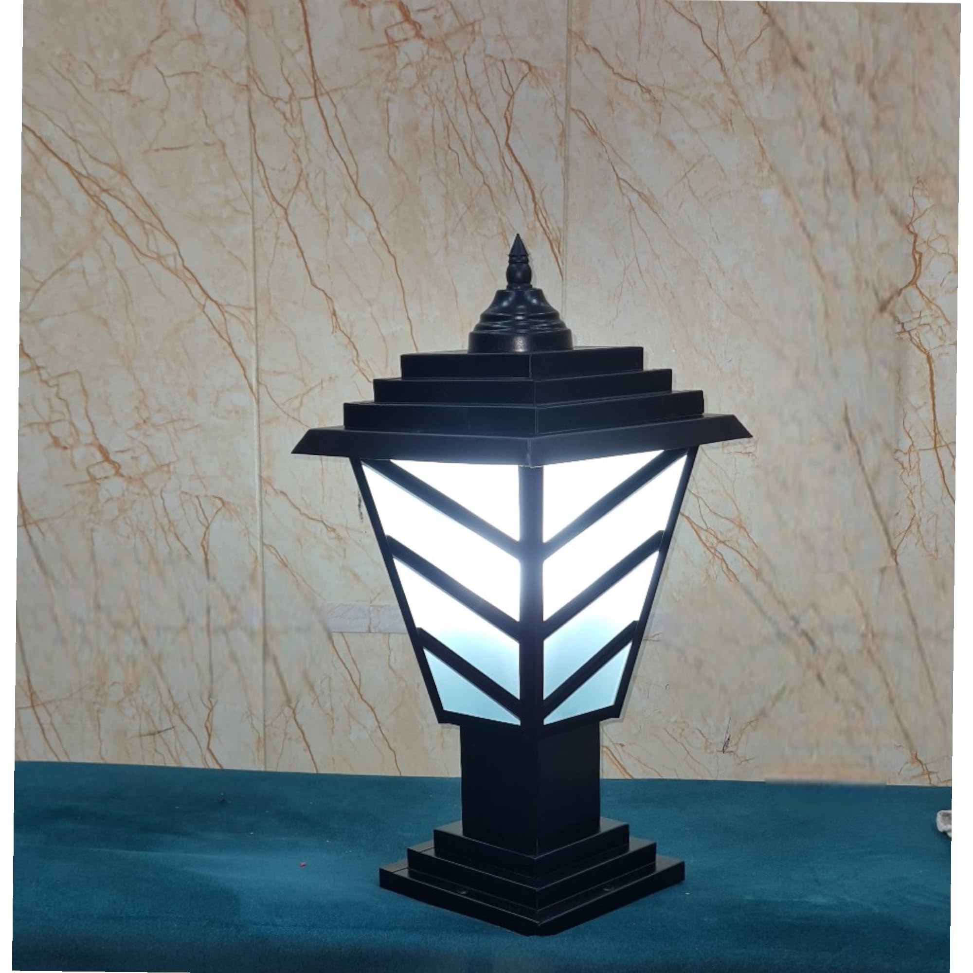 Tall Black Outdoor Gate Light for Pillar, Iron & Glass Waterproof Lamp for Garden, Balcony, Main Gate, B-22 Holder, Traditional Design, Pack of 1-image-10