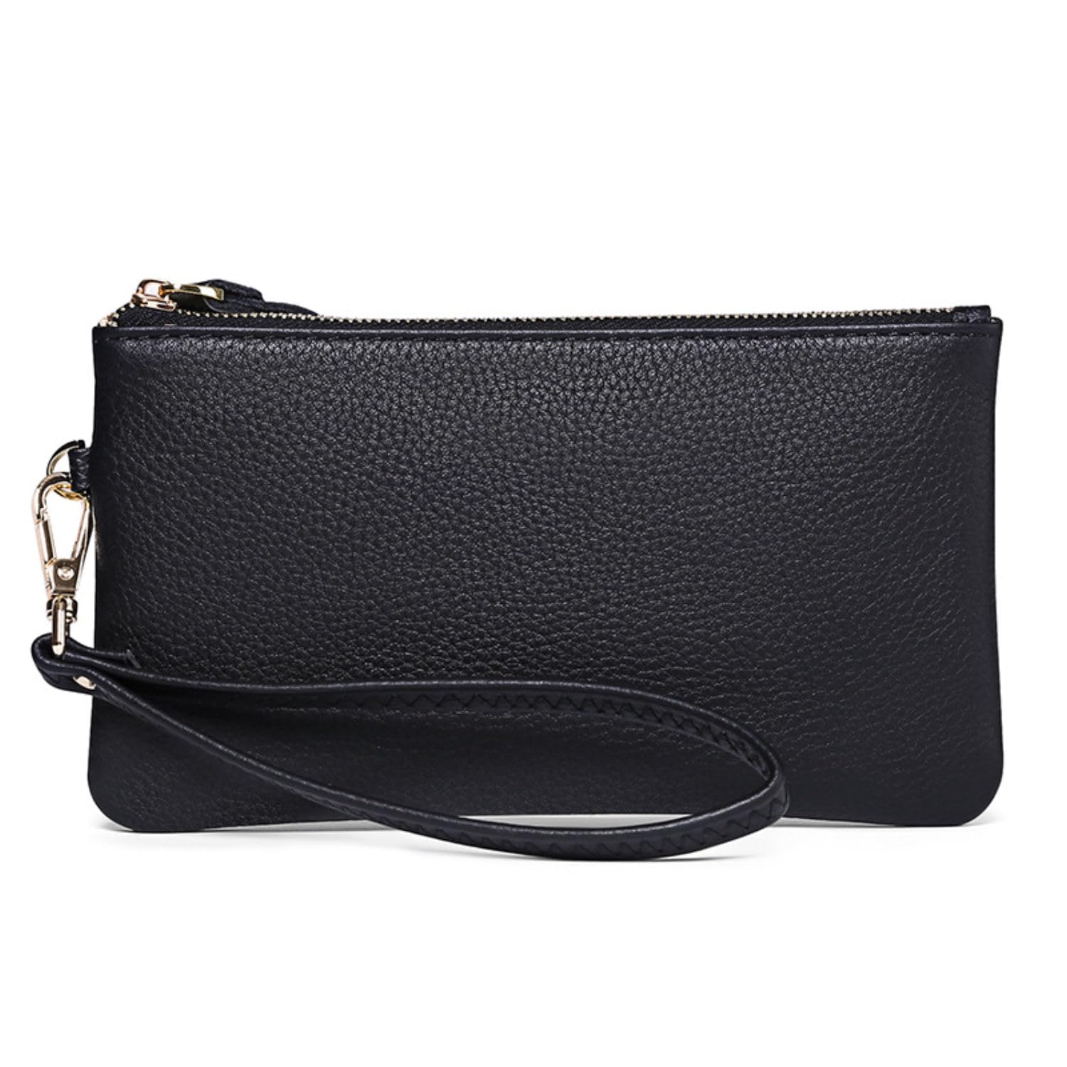 Women's Wristlet Clutch Slim Leather Wallet RFID Blocking Pouch - Black