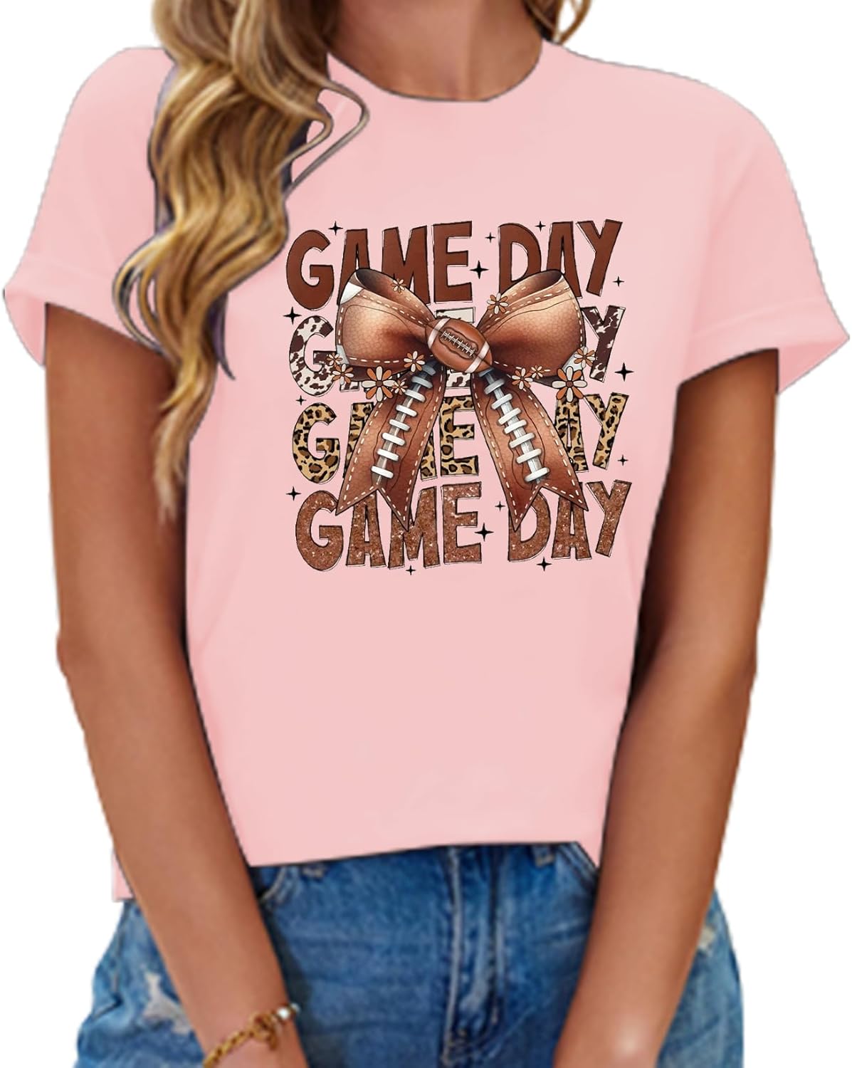 Womens Valentines Shirt -Pink Love Heart Graphic Tshirts Funny Teen Girl's Holi Vacation Casual Outfit Pink - Image 2