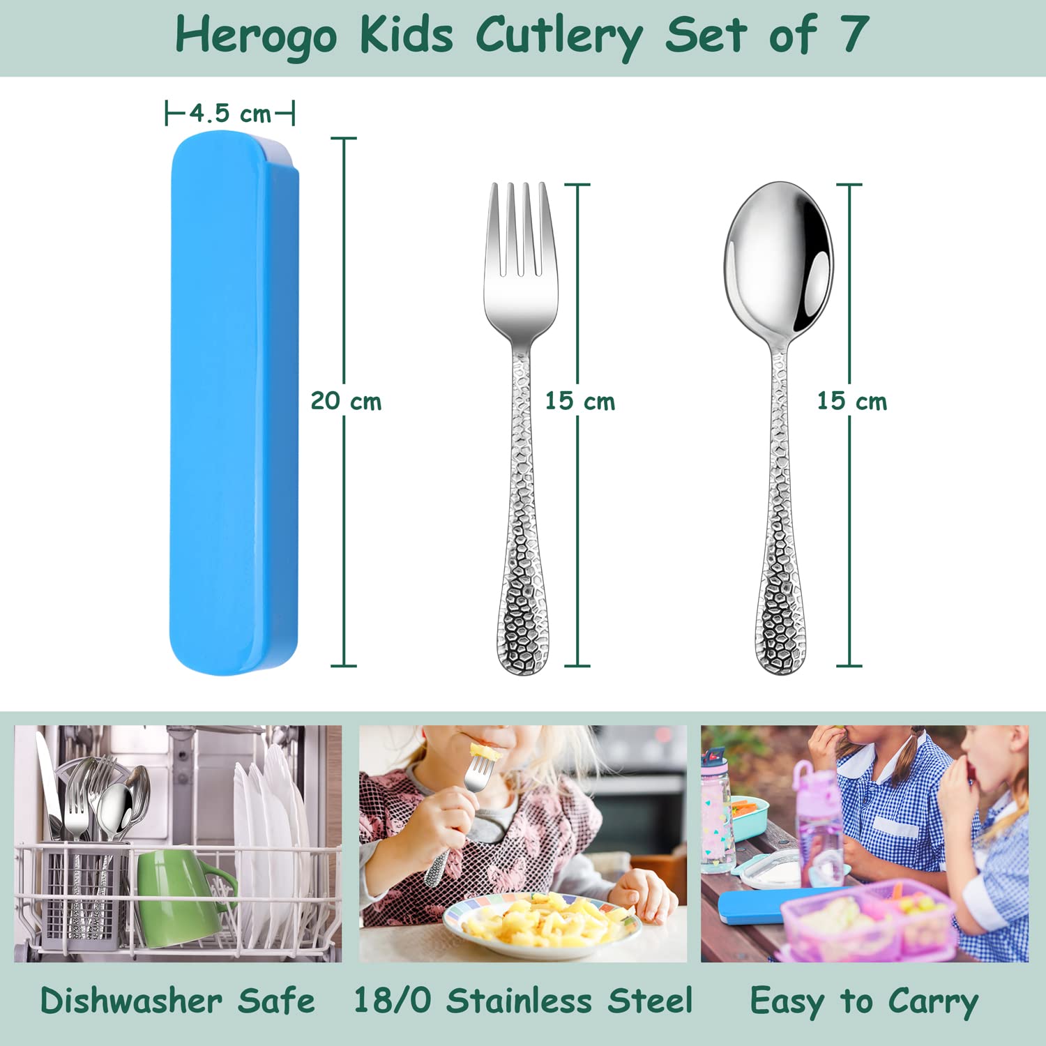 Set 3 Posate Bambini In Acciaio Inox E Silicone - Per Svezzamento E Alimentazione Autonoma