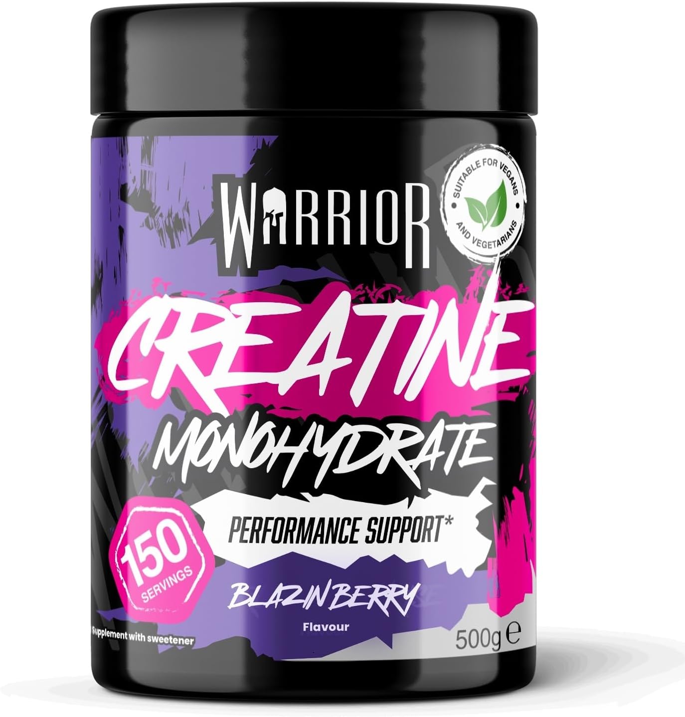 Warrior Creatine Monohydrate Powder 500g (150 Servings) – Pure Micronised Creatine Powder Supplement for Men & Women, Pre & Post Workout Strength, Muscle Growth & Recovery, Vegan – Blazin Berry