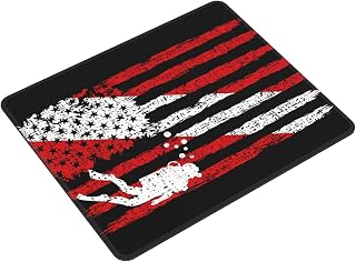 MoreiH Vintage Scuba Dive Flag Mouse Pad, Laptop Office Desk Accessories Wireless Mouse Pad Mouse Pad Non-Slip Water Resistant Desk Mat Premium Computer Accessories