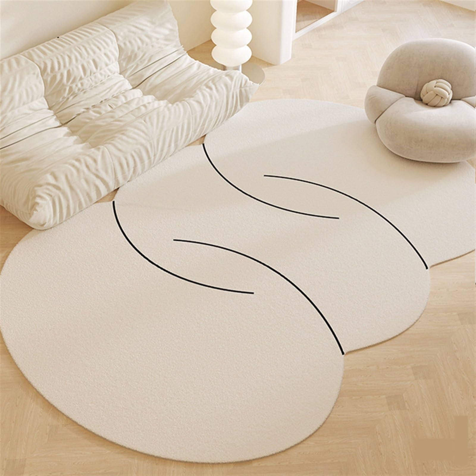PUIOKA Tapis de Forme Irrégulière en Nuage - Antidérapant, Imitation Cachemire pour Salon