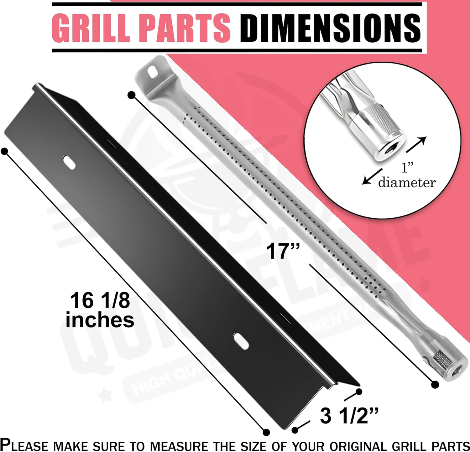 Grill Parts for Napoleon Prestige 500 P500RSIBPSS-3, Napoleon Rogue 525 Series Replacement Grill Parts, Napoleon Grill Heat Plates & Grill Burners Set (7-Pack 16.1" Sear Plates & 4-Pack 17" Burners)