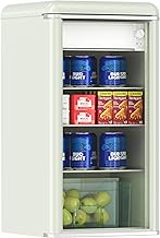 4.9 Cu.Ft Retro Beverage Cooler Double Glass Door Fridge - Holds 120 Cans,8-liter freezing space 5 Temp Settings Adjustable Shelves, Quiet 42dB - Perfect for Kitchen, Bar, Dorm Cream
