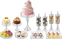 Vista 1 de Juego de 11 soportes para tartas, soporte de postre de metal para cupcakes, soporte europeo para tartas, cuentas de cristal, espejo acrílico