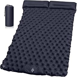 XUNIVERS Matelas Camping 2 Place,200 x 125 cm,Tapis de Sol Camping élargi et épaissi,Pneumatique avec Pompe à air à Pédale,Matelas Ultra-Léger et Portable,Idéal pour La Plage,La Randonnée