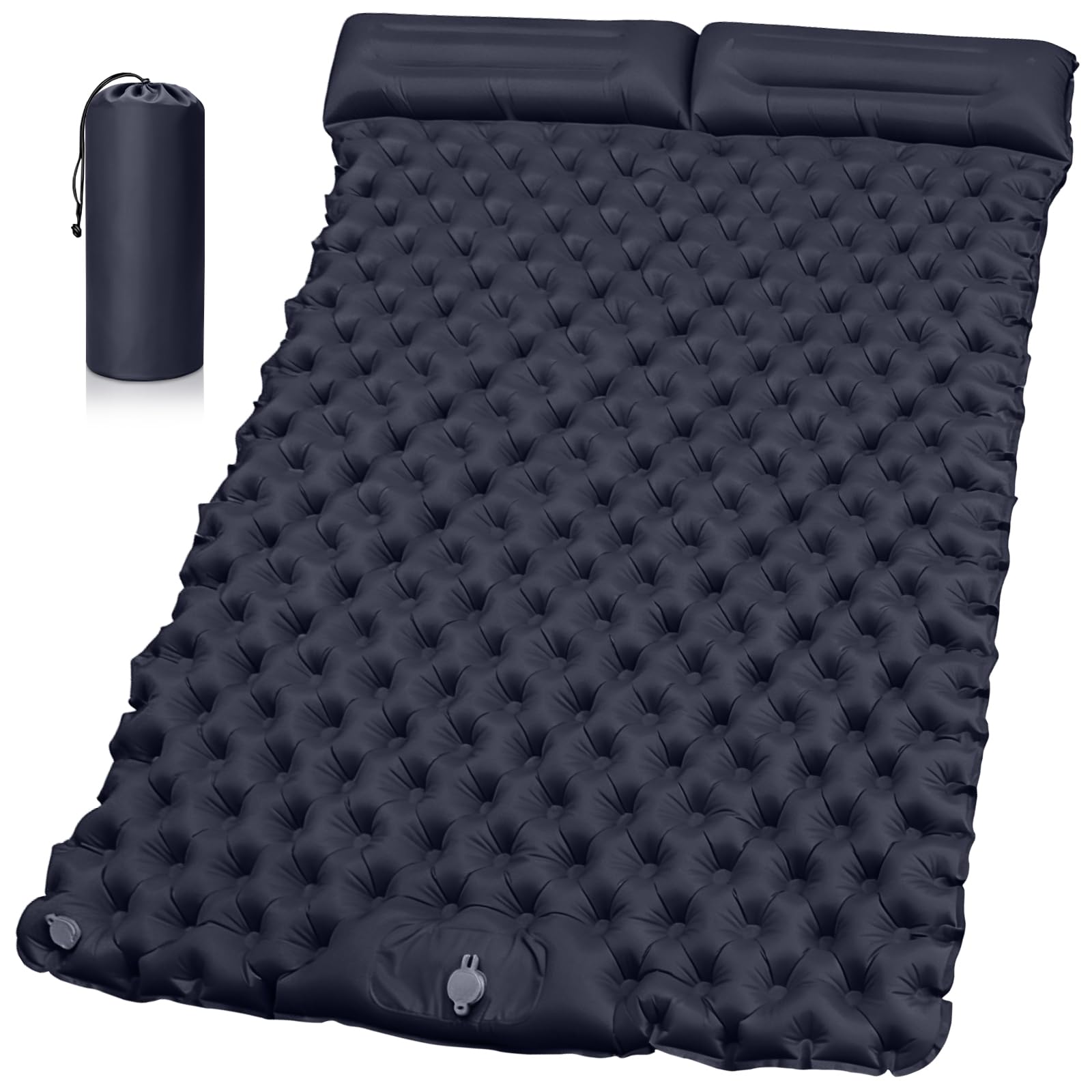 Matelas Camping 2 Place,200 x 125 cm,Tapis de Sol Camping élargi et épaissi,Pneumatique avec Pompe à air à Pédale,Matelas Ultra-Léger et Portable,Idéal pour La Plage,La Randonnée