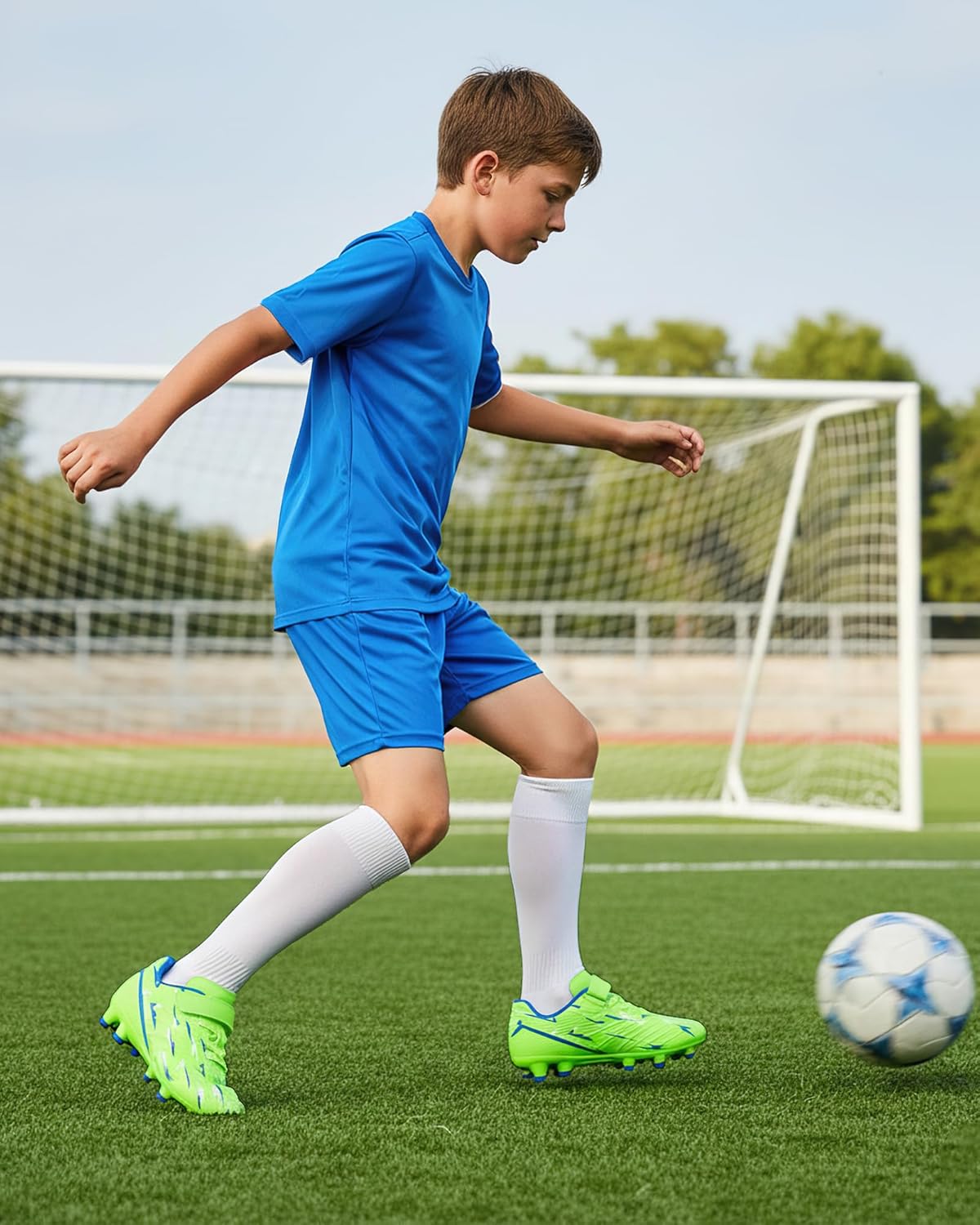 STELLE Boys Girls Soccer Cleats Firm Ground Kids Soccer Shoes Athletic Outdoor Lightning Pattern Football Shoes for Toddler/Little/Big Kid - Image 2