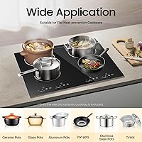 Vista 5 de Placa de cocción eléctrica de encimera de 23 pulgadas con 4 quemadores, 110V enchufable