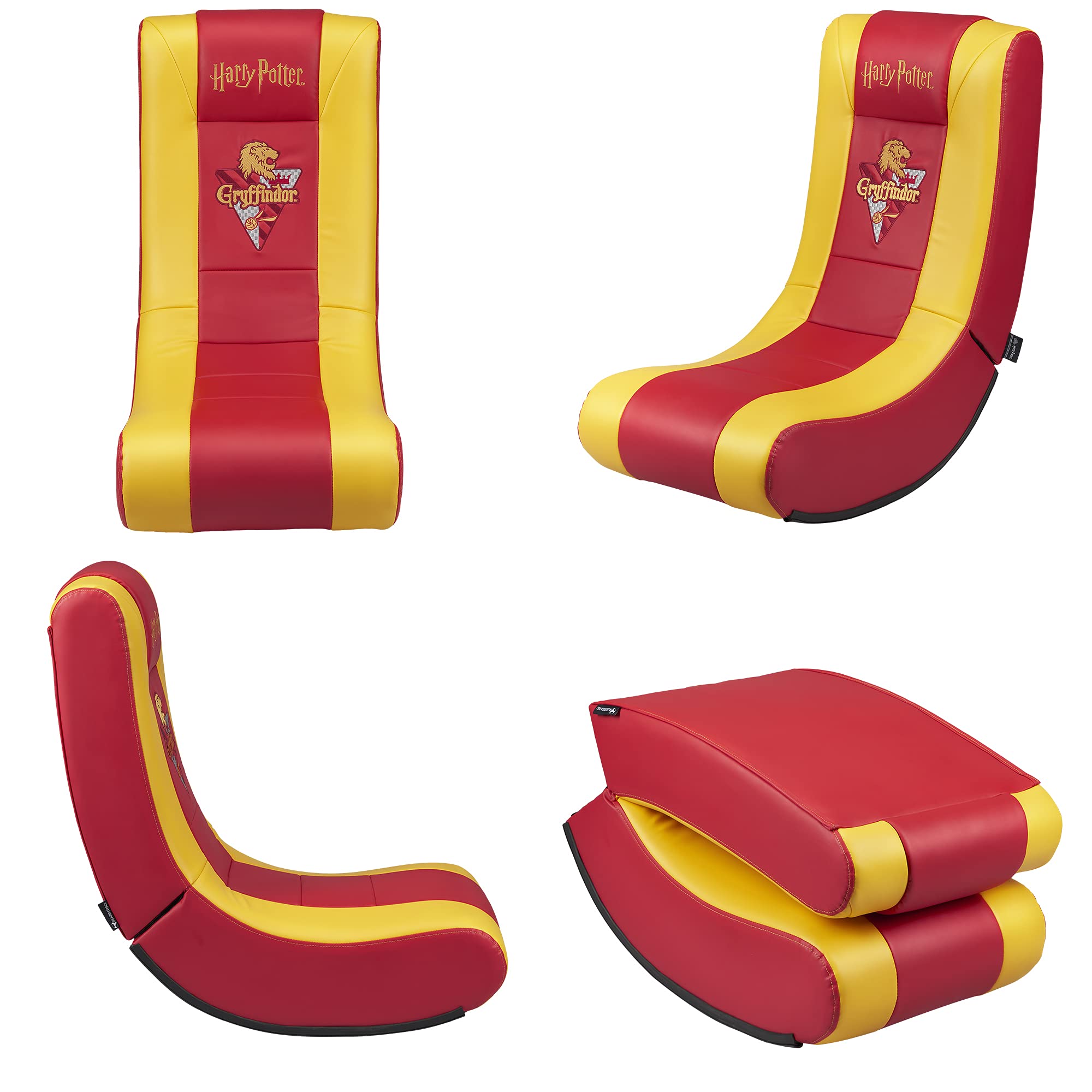 Subsonic – Fauteuil à Bascule Gaming Harry Potter – Rocking Chair Ergonomique sous Licence Officielle - Similicuir Rouge et Jaune avec Broderies - Pouf Gamer de Salon ou Chambre