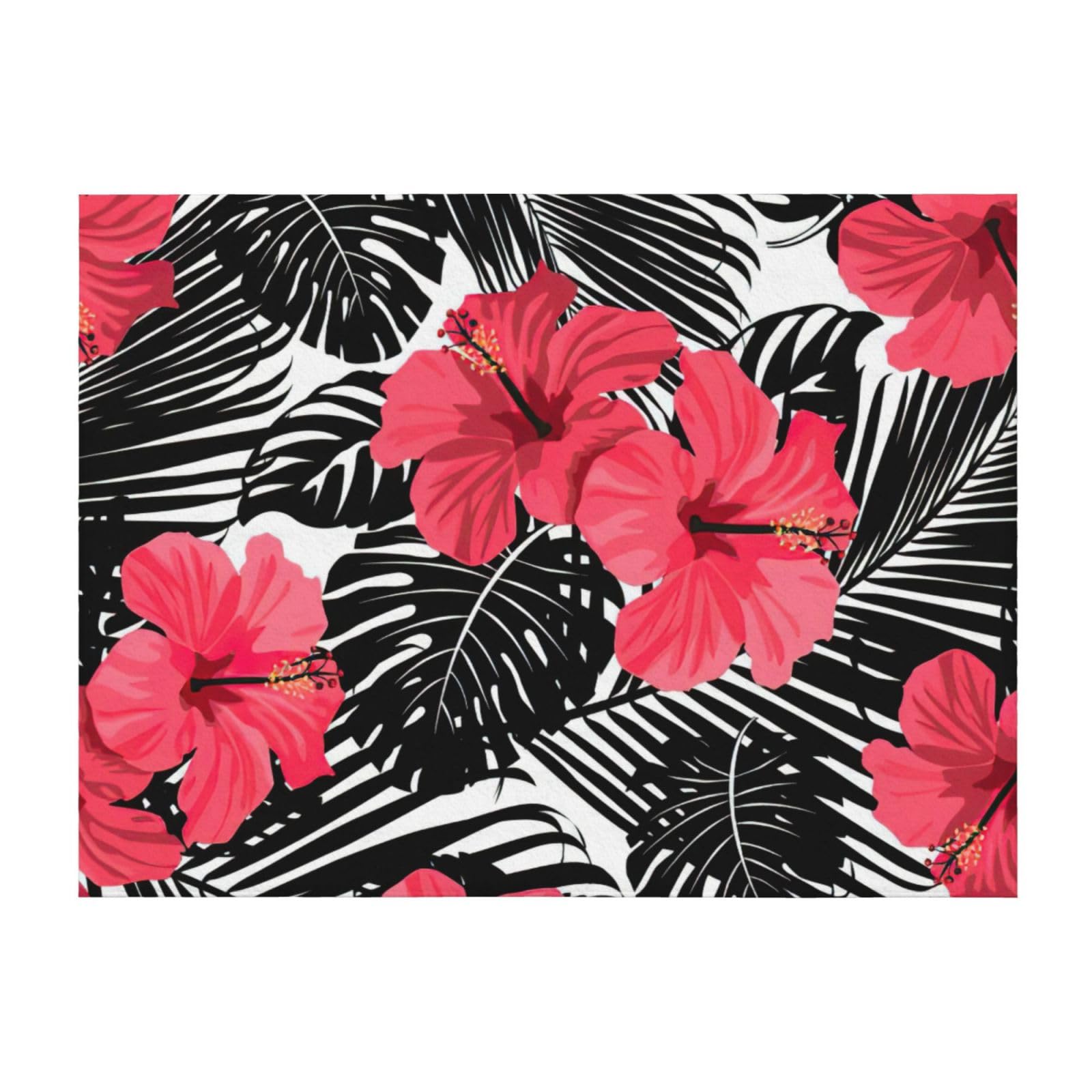 Couverture légère hibiscus rouge douce et respirante pour lit et canapé