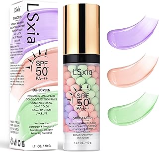3 In 1 Primer for Face Before Makeup, SPF 50, Tinted Moisturizer Sunscreen Isolation Cream, One Step Color Corrector Makeup Primer, Color Correcting Concealer Oil Control, Base de Maquillaje, #01