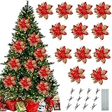 3. Design Réaliste: Chaque fleur de poinsettia artificiel présente un design détaillé avec des feuilles texturées et une riche couleur or poussière qui capture parfaitement la lumière. Ces fleurs décoratives offrent un rendu exceptionnellement réaliste et élégant pour un Noël brillant.