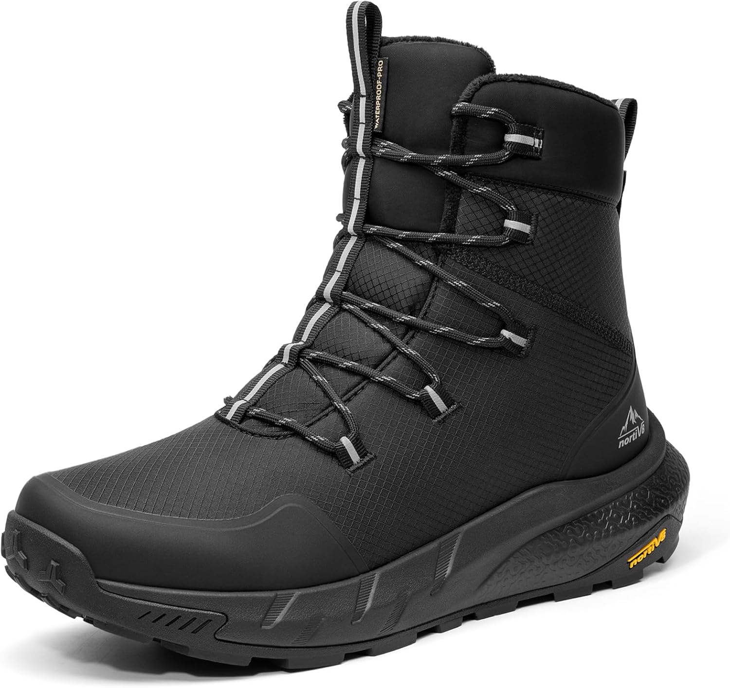 NORTIV 8 Men’s Wide Winter Boots Grip on Snow Ice Insulated Waterproof Lightweight Comfortable Hiking Outdoor Boots