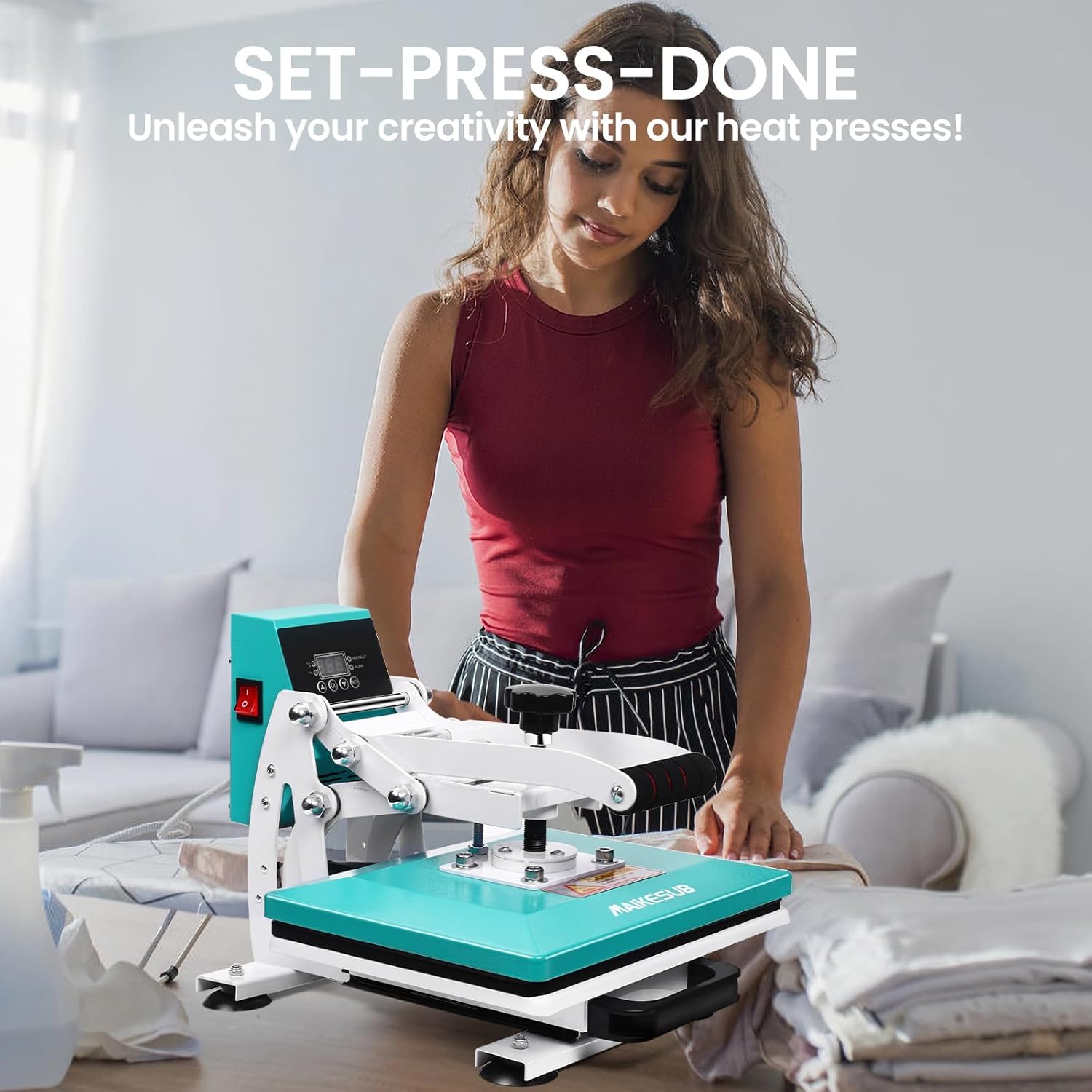 12x10 Inch Heat Press Machine for T Shirts Digital Industrial Sublimation Printer for Heat Transfer Vinyl Intelligent Green Press Machine for HTV Heat Transfer Projects