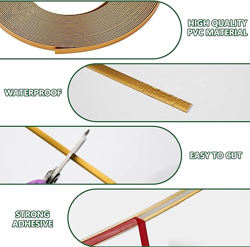 Miniatura 5 de JSIWOTH Moldura para despegar y pegar de 20 pies, color negro, impermeable, para paredes, bordes, marcos de ventanas, azulejos contra salpicaduras,