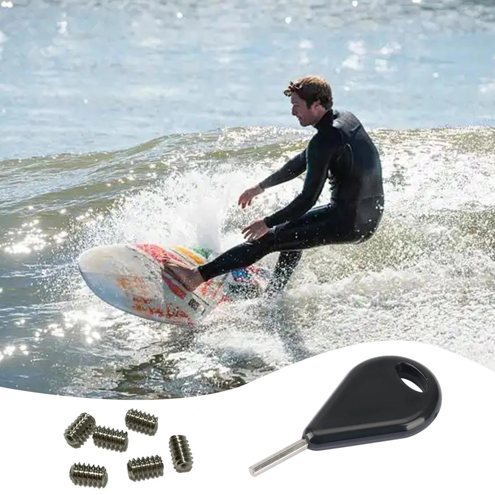 FCS Surfboard Fin Key FCS Schrauben Fin Schlüssel Ersatzteil mit 6pcs Madenschrauben Furf 5cm