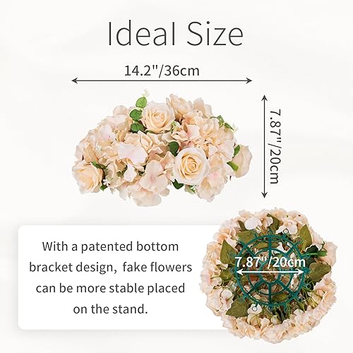 Miniatura 7 de Esferas de flores para centros de mesa, ramo de arreglo  6 bolas pequeñas de rosas falsas, flores de boda champán para mesas de centros de mesa,