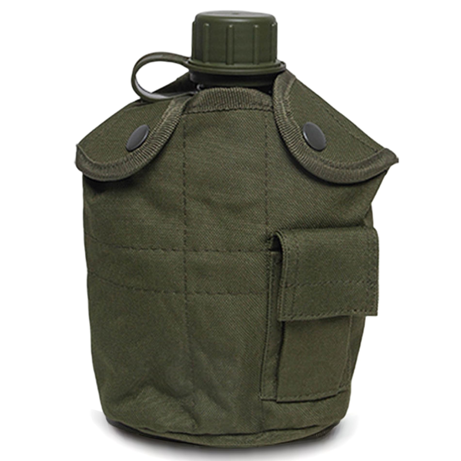 Licsaliwe Army Green 1L Leakproof Aluminum Water Canteen With Pe Cap & Pouch, Portable Bottle For Camping & Hiking