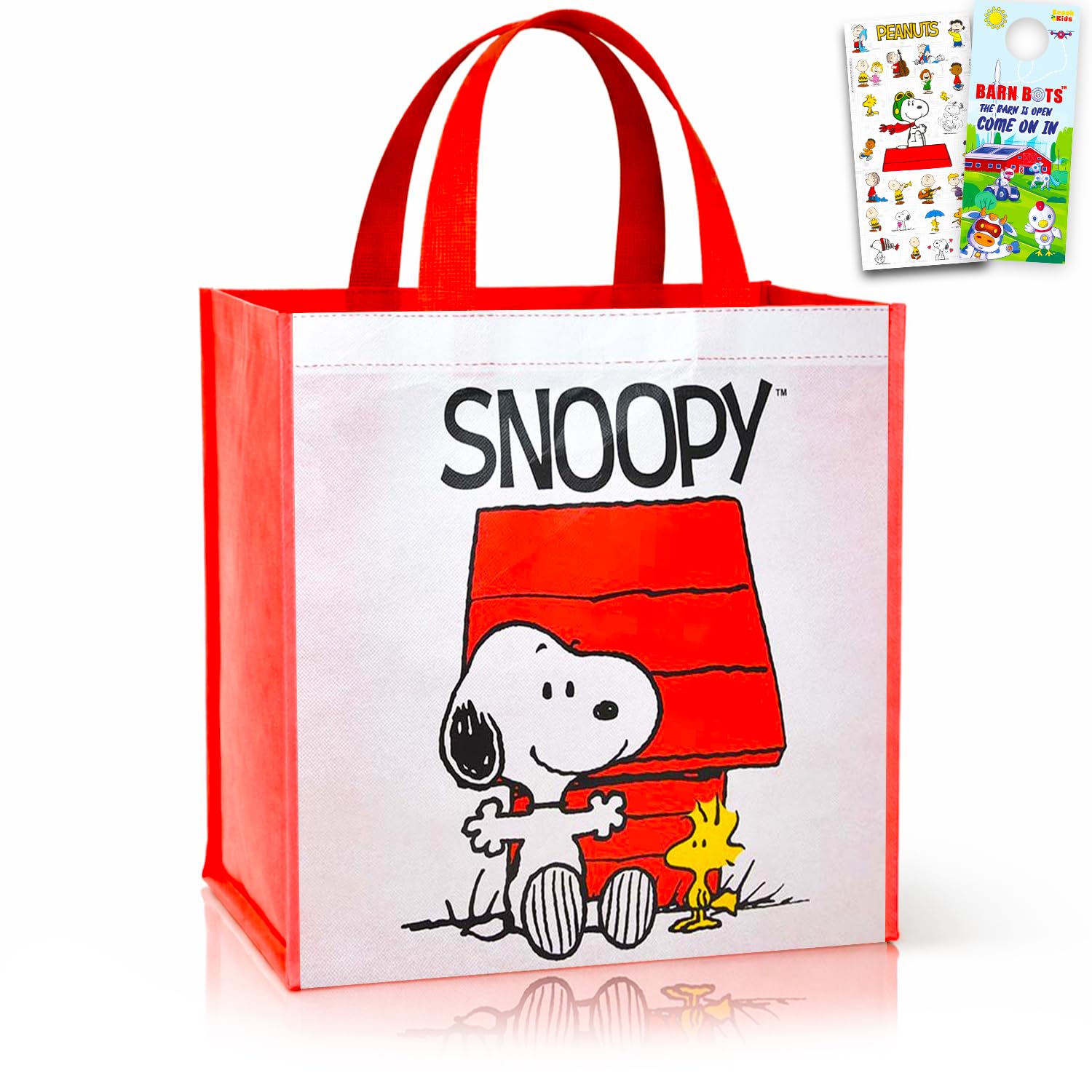 Snoopy Tote Bag, Large Reusable Grocery Bag Bundle for Kids Adults