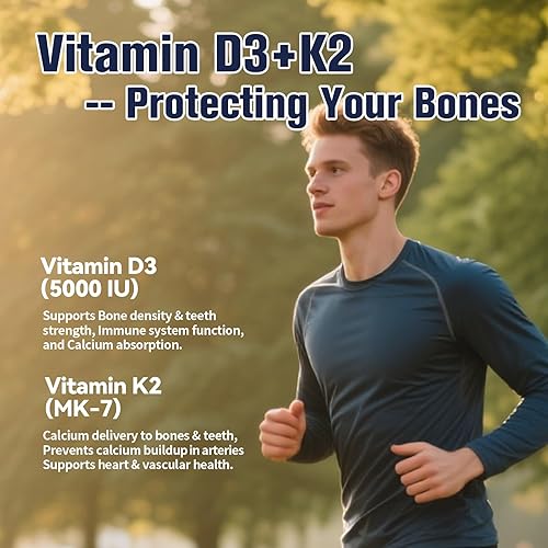 Miniatura 7 de Glicinato de magnesio 500 mg + vitamina D3 5000 UI y complejo K2  Alta absorción  Estrés saludable, sueño, función muscular, salud ósea y apoyo